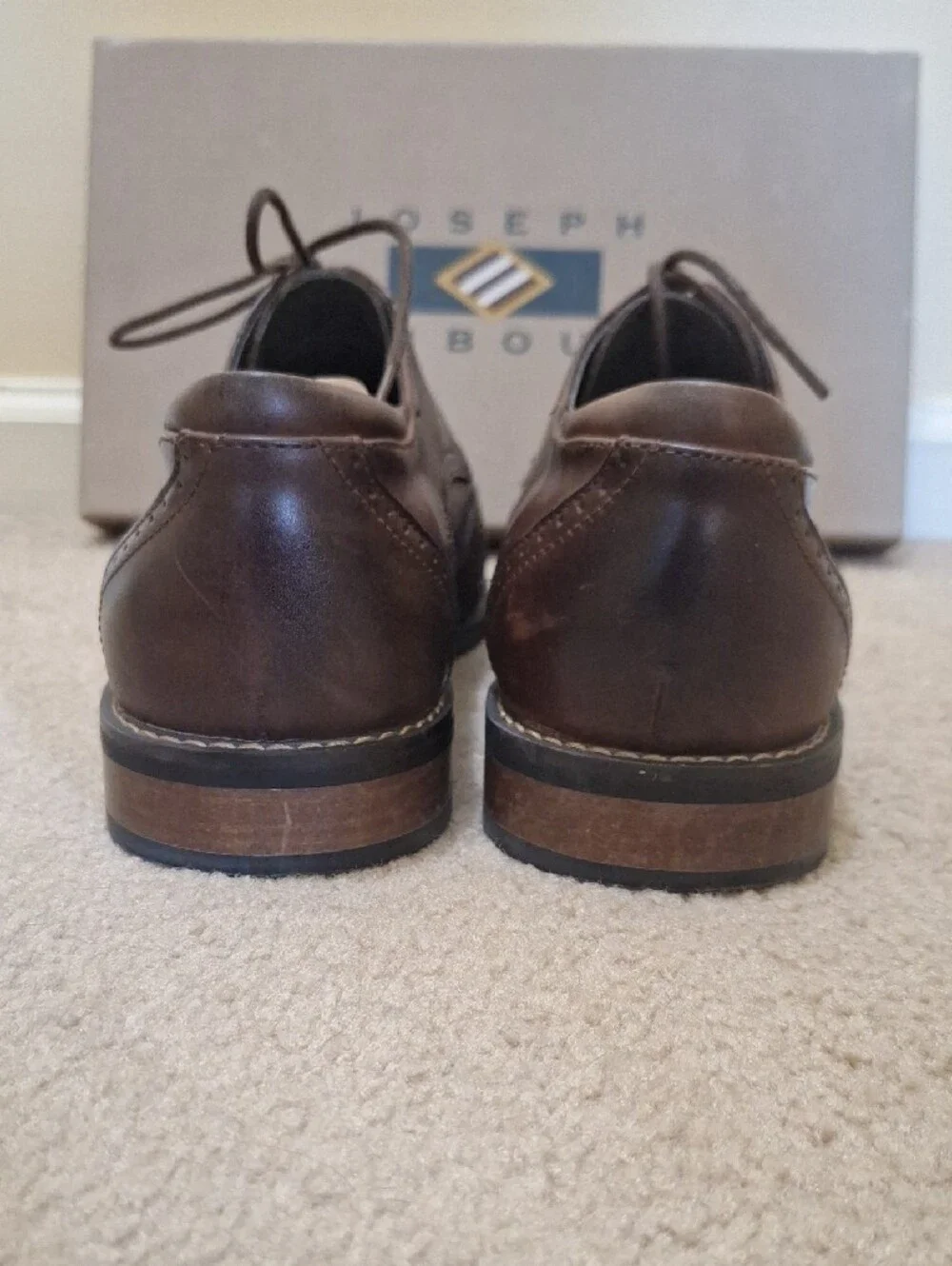 Joseph Abboud Men's Brown Wingtip Derby Dress Shoes w/Stratton Cedar Shoe Tree
